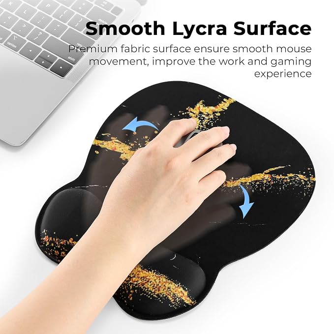 EooCoo Ergonomic Mouse Pad with Wrist Rest, Memory Foam Support Mousepad | Non-Slip Base for Computer, Cafe, Home & Office, 9.64 x 8.26 in Office Desk Accessories, Carpal Tunnel Relief