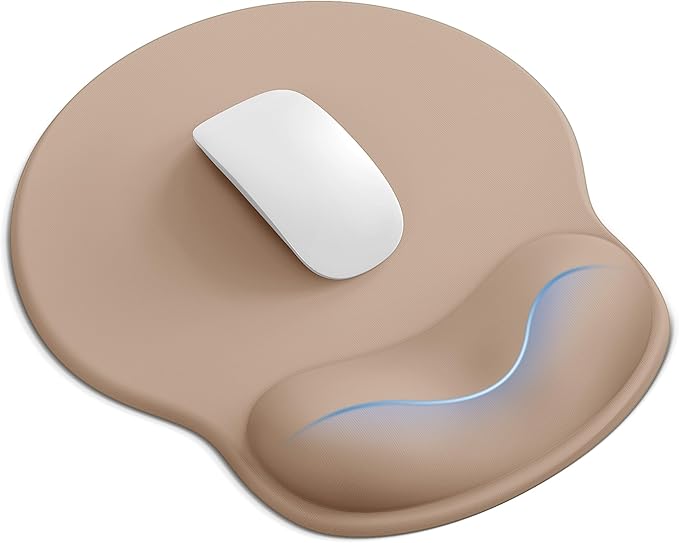 Mouse Pad with Wrist Rest for Desktop Large Ergonomic Mouse Mat(Coffee) | 10.6''L x 9''W Size, Gel Wrist Support, Non-slip Base, Washable Surface, Laptop Mousepad