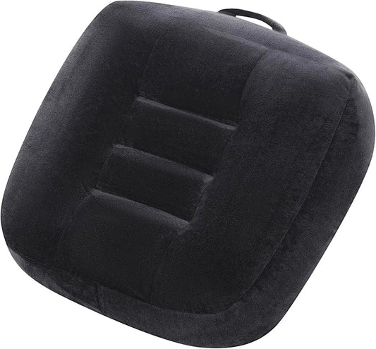 Extra Thick Seat Cushion, Large Chair Cushion Booster for Office Chair to Rise Height, Velvet Cover with Handle and Anti-Slip Bottom, PP Cotton Filling - Relieves Back Pain - 18"X16"X6" Black