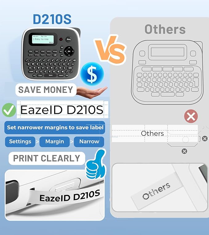 Label Maker Machine with-Tape, Label Maker Waterproof-Labels, Portable Labeler Machine with Keyboard, D210S Label Maker Multiple Symbols for Home Small Business Kids Teachers School Supplies