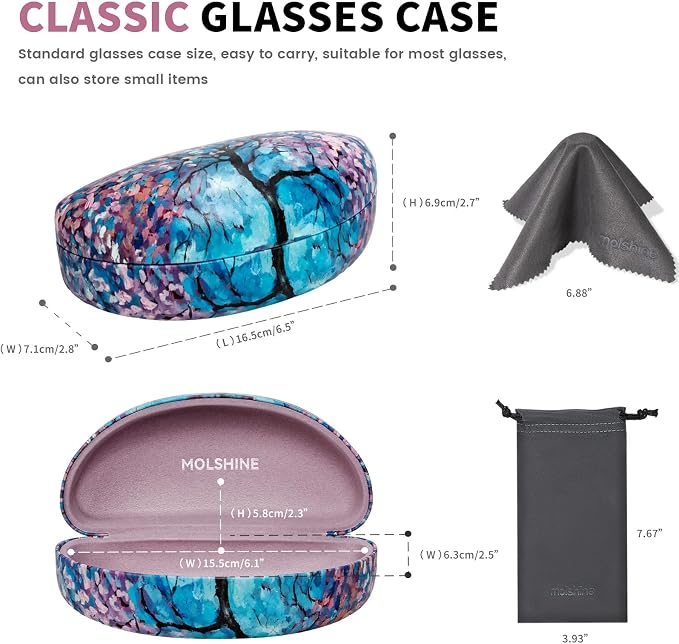 molshine Hard Shell Sunglasses Case,Large Glasses Case for Women Men Oversized Sunglass Eyeglasses