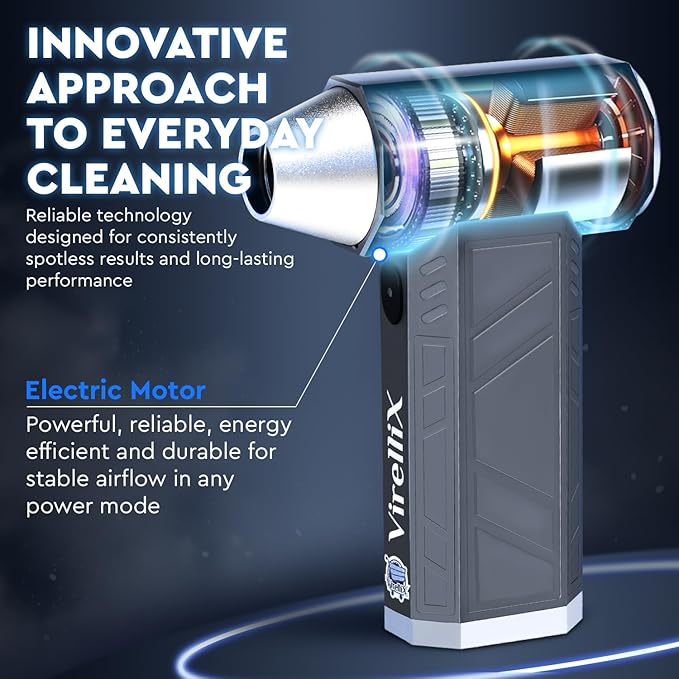 2in1 Electric Air Duster&Vacuum Cleaner - 150,000 RPM Compressed Air Duster with 4 Modes, Portable Air Blower & Rechargeable, Mini Blower for Computer, Keyboard, Electronics (Aircraft-Grade Aluminum)