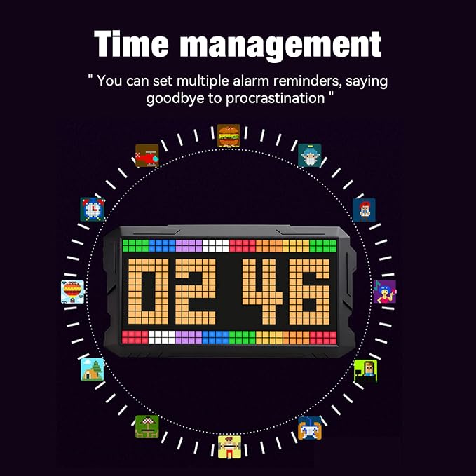Pixel Art Digital Picture Frame, 24x48 Smart Bluetooth Pixel Display, Programmable RGBIC LED Display with APP Control, Clock Alarm & Message Board, Perfect for Game Room, Bedside, or Desk Decor