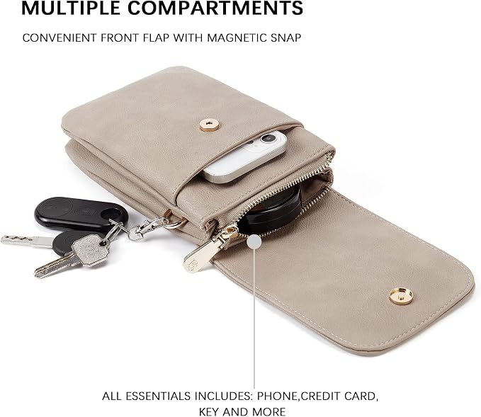 BOSTANTEN Small Crossbody Bag for Women Designer Cell Phone Purse | Vegan Leather, Multiple Pockets, Card Slots, Compact Size for Phone, Cards and Keys, Daily Travel Shopping Use