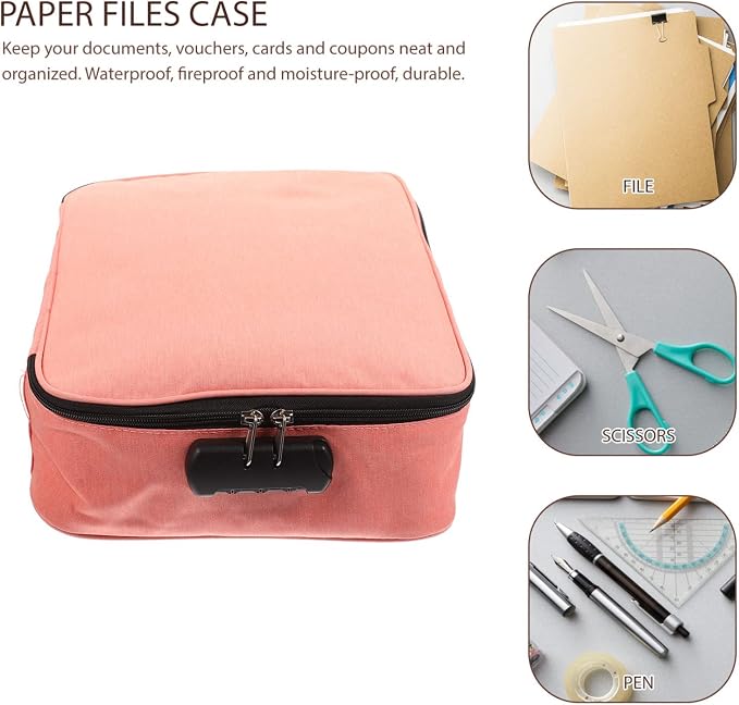 Tofficu File Box File Box File Box Fireproof Safe Document Organizer Box with Lock Fireproof Document Bag Certificate Storage Container File Box Fireproof Safe Fireproof Safe Fireproof Safe