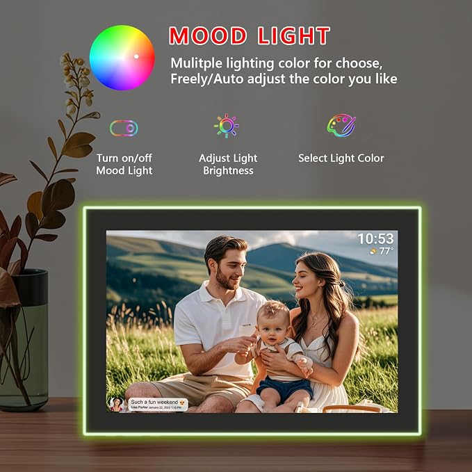 32GB FRAMEO 10.1 Inch WiFi Digital Photo Frame, 1280x800 HD IPS LCD Touch Screen, Auto-Rotate, 32GB Storage, Support USB Drive/SD Card Extend Storage, Share Moments via Frameo App