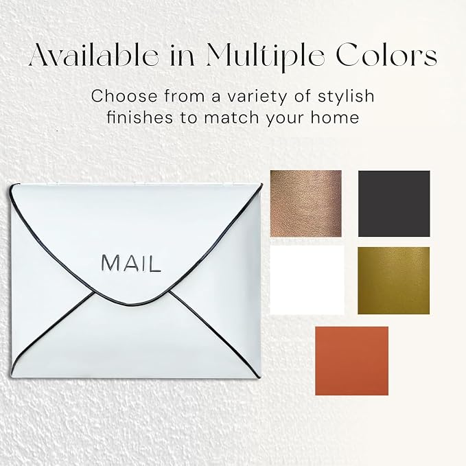 NACH Wall Mount Mailboxes for Outside, 12.5 x 5 x 10 inch White Wall Mailboxes for Outside, Waterproof Mailboxes for Outside - Envelope Mailbox Kit White