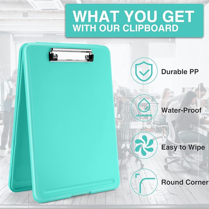 Sooez Clipboard with Storage, Plastic Nursing Clip Board, 8.5" x 11", Work | Sturdy Clipboards Foldable, Cute Hanging Clip Board Case, Teacher, Classroom Must Haves, Office School Supplies, Women & Men
