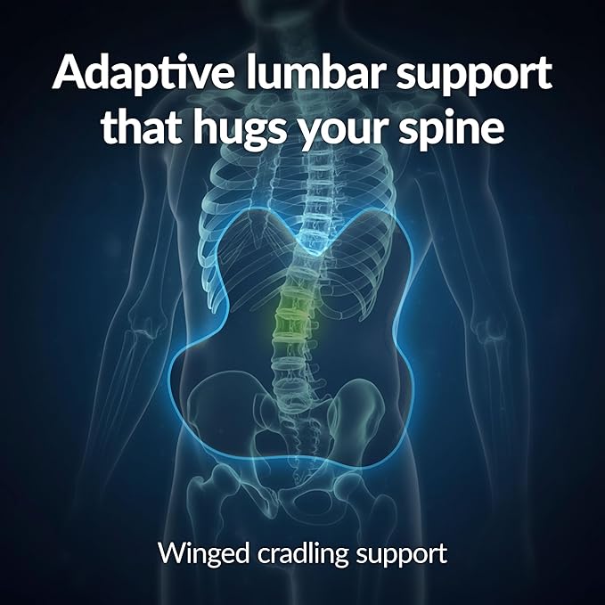 Everlasting Comfort Lumbar Support Pillow for Office Chair - Memory Foam Back Cushion for Car Seat - Promotes Better Posture, Back Pain Relief - Ideal Gaming and Desk Chairs Work and Home Essentials