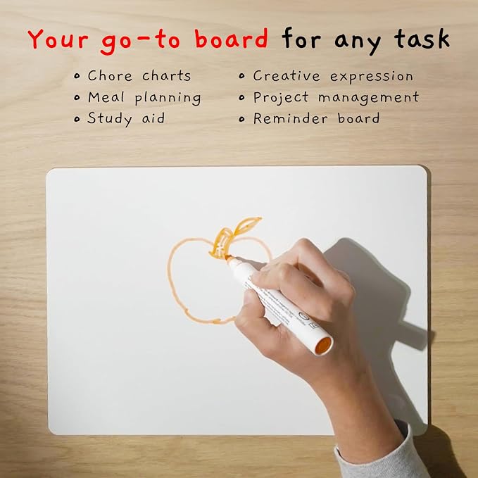 Board Geeks 6 Small Dry Erase Board for Kids - Mini White Board for Students and Teachers - Durable and Portable Individual Whiteboard with Rounded Corners - Double Sided (9x12 Inches) (Pack of 6)