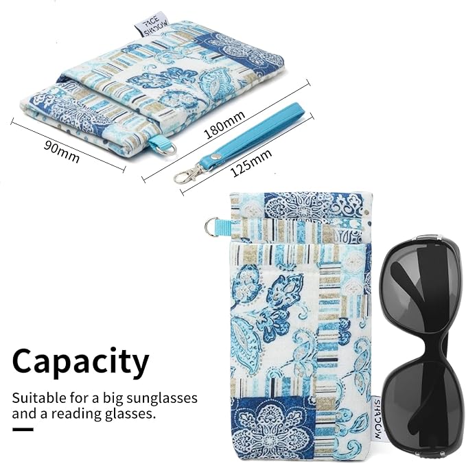 Face Shadow Double Glasses Case Soft Eyeglass Case For Women Men Squeeze Top Sunglasses Case With Cleaning Cloth