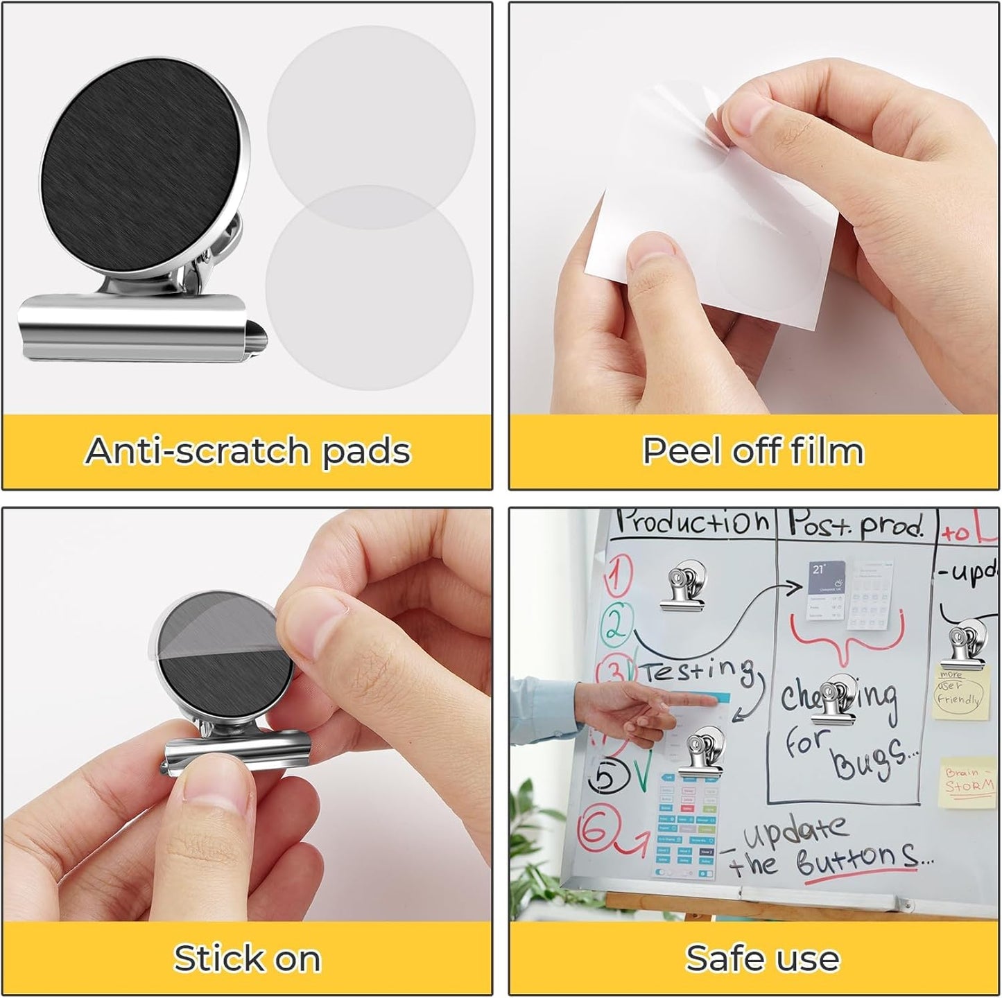 140 Pack Fridge Magnets Refrigerator Magnets; Strong Magnetic Clips Heavy Duty; Detailed List Display Paper Fasteners on Home Office Teaching (Silver)
