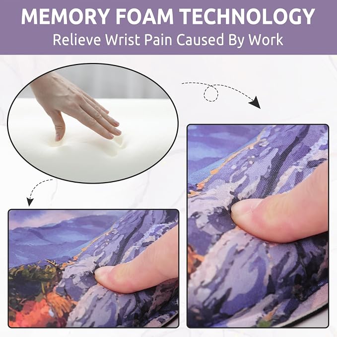 KONVINIT Ergonomic Mouse Pad with Wrist Rest, Small Mousepad with Non-Slip Rubber Base and Smooth Surface, Beach Mouse Pads for Desk, Office Desk Accessories