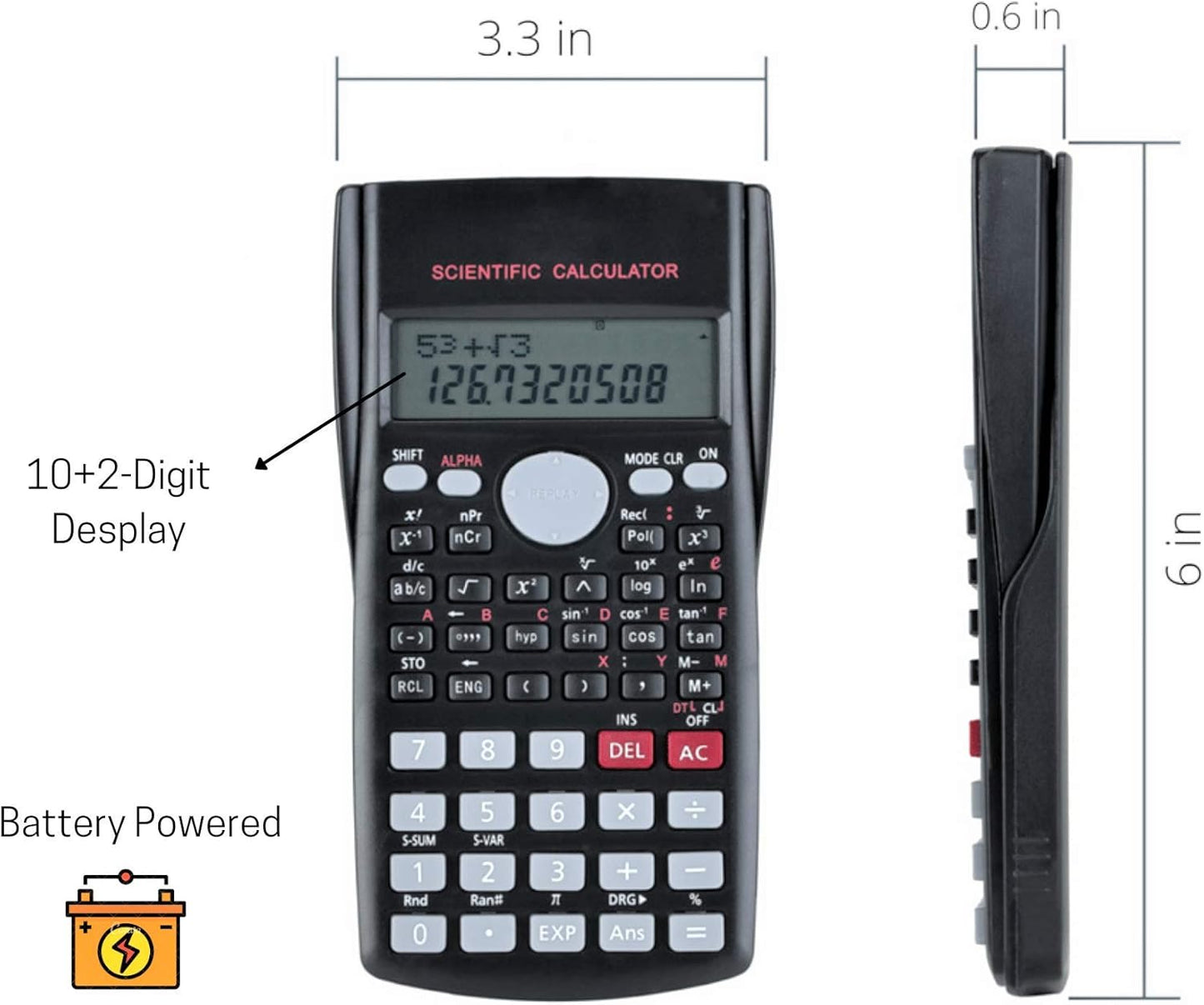 Mr. Pen Scientific 2 Line Calculator - Fraction & College Math Calculator for Students & Engineers, Back to School Supplies