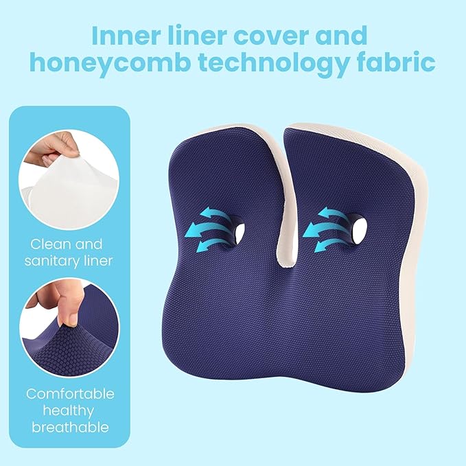 Seat Cushion,Office Chair Memory Cushion, Ergonomic Design, Relieve Sciatica and Long-Term Sitting Pain, Suitable for desks, car Seats, Games, wheelchairs