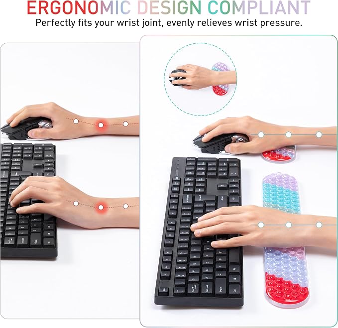 Gel Mouse & Keyboard Rest Set,Pain Relief,Cool Touch,Non-Skid
