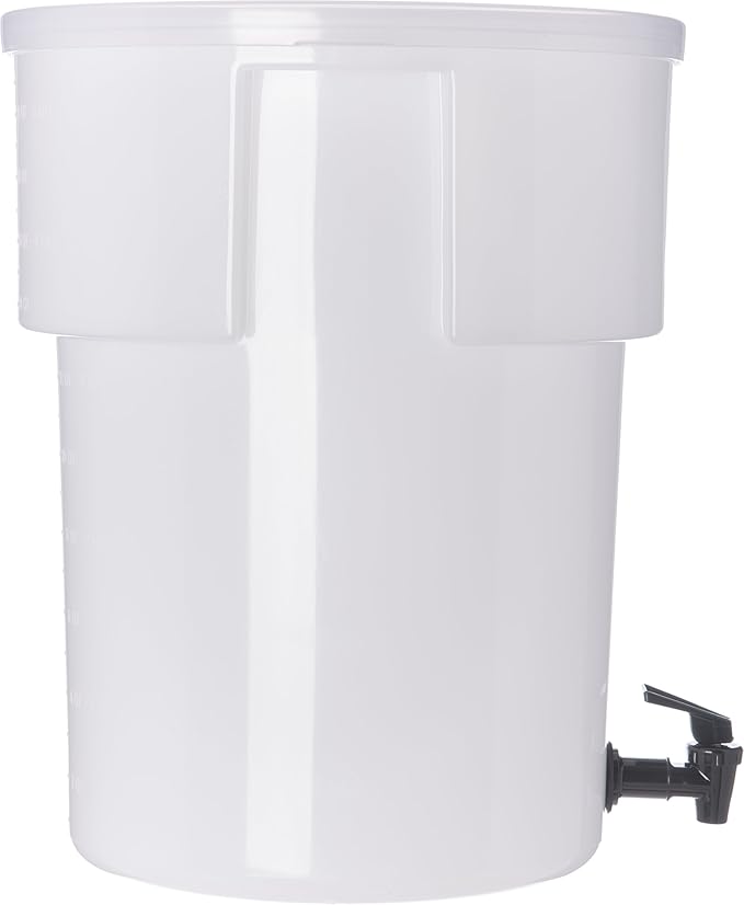 Carlisle FoodService Products Plastic Round Beverage Dispenser, 5 Gallons, White & 221102 White 12-3/16-Inch Round Dispenser