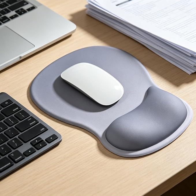 EooCoo Mouse Pad with Gel Wrist Rest, Ergonomic Mousepad Wrist Alignment | Middle Concave Design for Natural Wrist Alignment, Non-Slip Base Mousepad, Carpal Tunnel Relief, Office Desk Accessories