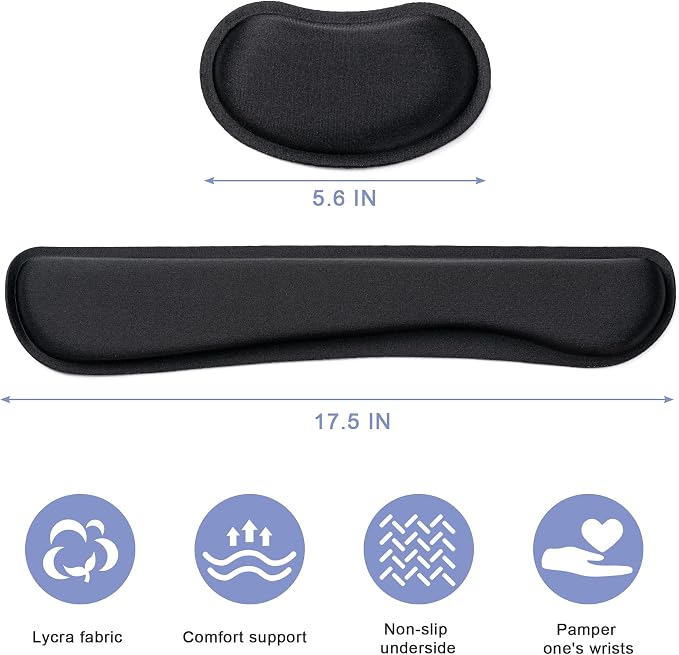 Hoewina Keyboard Wrist Rest,Ergonomic Wrist Support for Keyboard,Gray | Computer Wrist Rest,Superfine Fabric and Gel Memory Foam Wrist Pad,Easy Typing&Pain Relief,Suitable for Office,Family