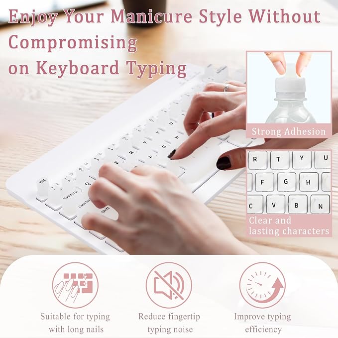 Keyboard Cover for Long Nails, Acrylic Gel Nails - Silicone Keyboard Protector Skin with Raised Keys for Typing and Gaming, Compatible with MacBook Pro/Air 13"/14"/15"/16" 2020-2025 (White)