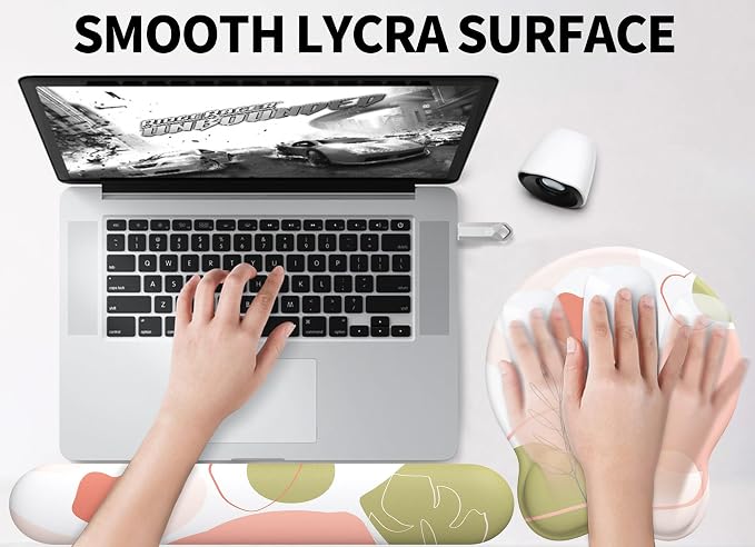 Mouse Pad Wrist Support, Ergonomic Memory Foam Keyboard Wrist Pad & Gel Wrist Rest Set for Computer Keyboard for Easy Typing & Pain Relief for Office & Home (Rose Set)