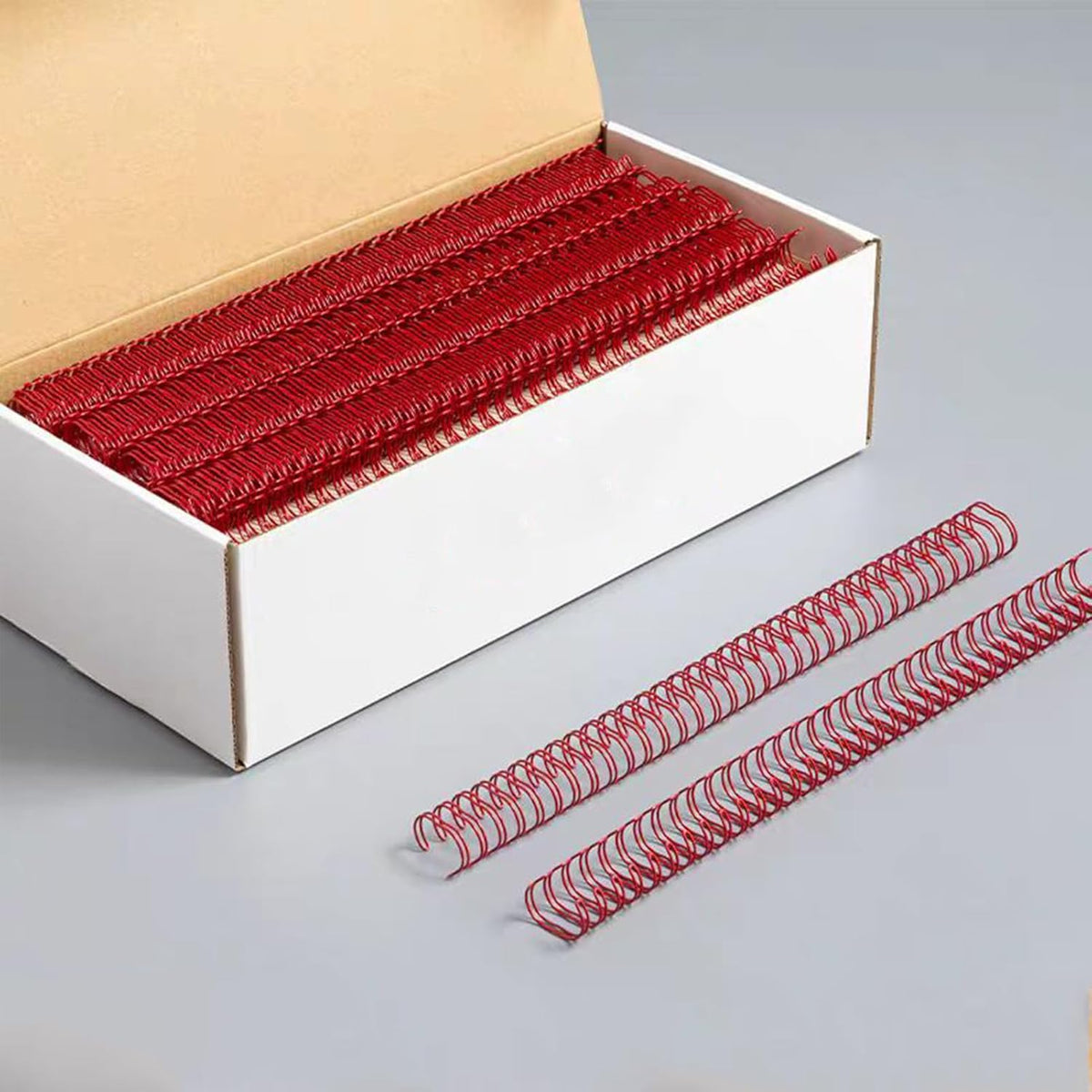 100 Pack Double Loop Wire Binding Spines, YolieraArt Wire Binding Spines, 7/16 Inch Binding Wire for Letter Size (80 Sheet Capacity, 100P, 3:1 Pitch, Red)