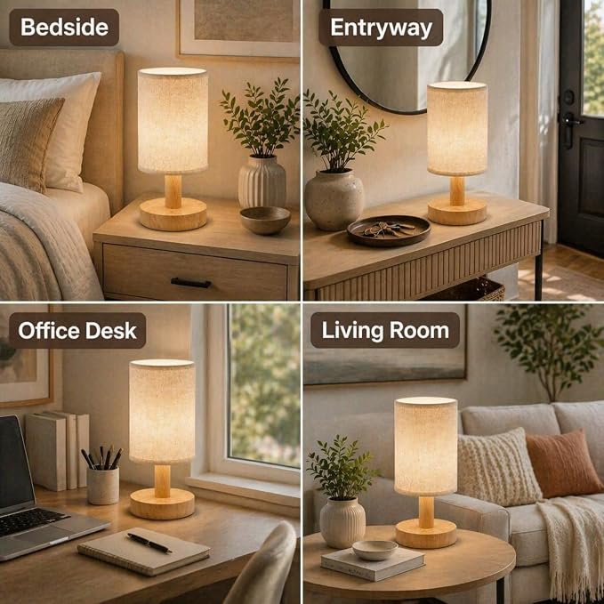 Mini Cordless LED Night Light, Rechargeable Touch Control Bedside Lamp | Portable Minimalist Table Lamp, 3 Color Modes, Stepless Dimmable, Built-in 4000mAh Battery, Decor for Bedroom & Living Room