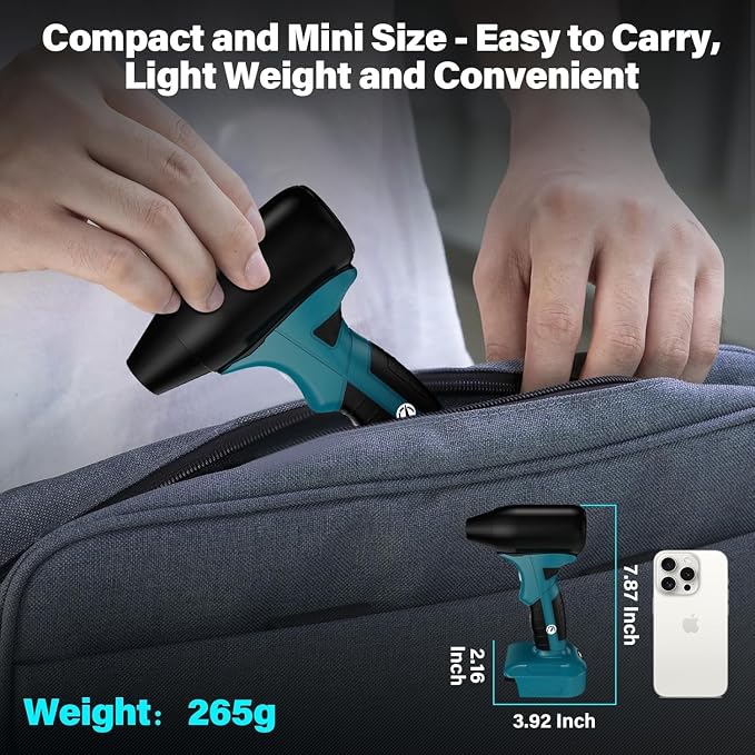 Portable Mini Jet Dry Blower Fan, 130000RPM High Speed Wireless Air Duster, 4-Speed Turbo Fan for Makkita 18V Battery, Ideal for Computer, Car, Camping, BBQ & Pet Hair Cleaning (Battery Not Included)