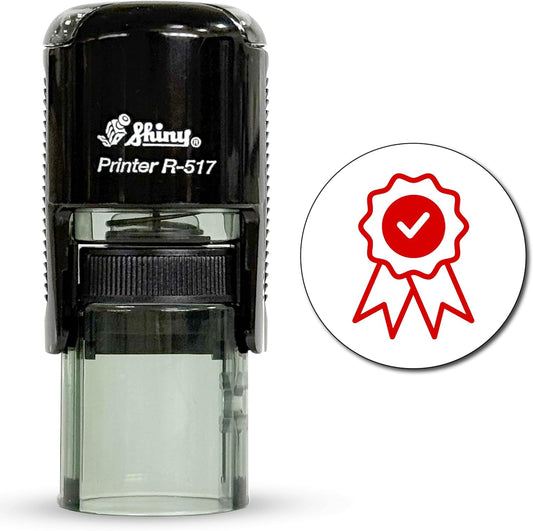 Shiny Ribbon Teacher Stamp, Round Self Inking Stamp for Classroom, Red Ink