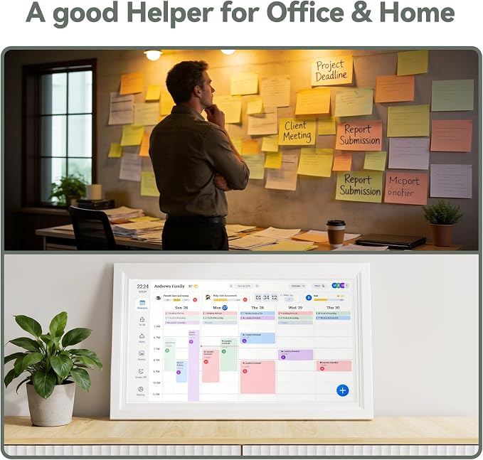 Digital Calendar 10.1-Inch Electronic Calendar Wall Touch Screen, ECalendar Planner with Digital Photo Frame for Family Organizer,Auto-Sync with Family Schedule, Chore & Meal Planner, Wall/Desk Mount