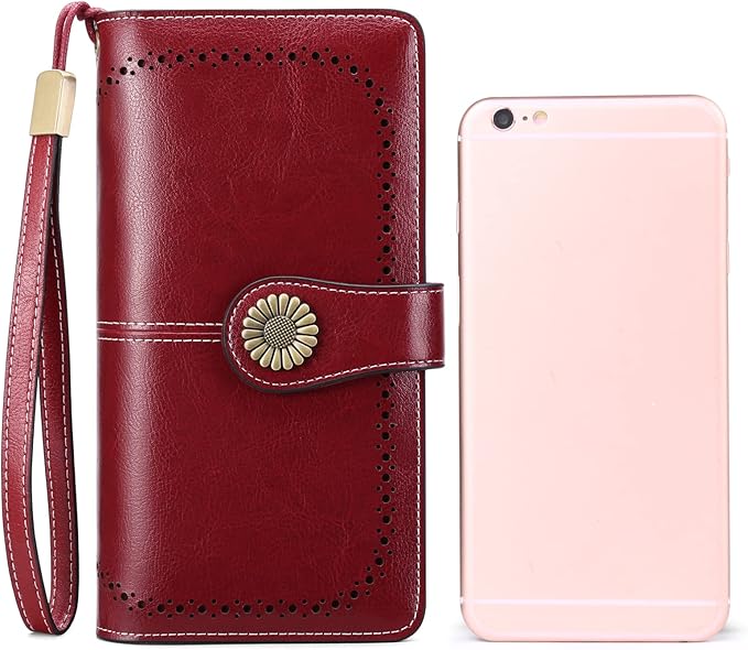 SENDEFN Wallets for Women Leather Credit Card Holder with RFID Blocking Large Capacity Wristlet | with RFID Blocking