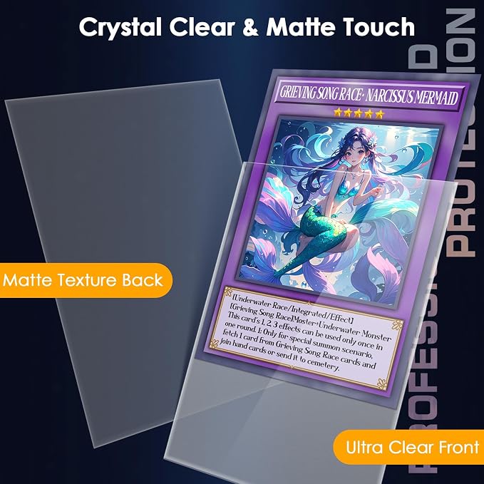 Kitoyz 500Pcs Card Sleeves for Trading Card, Matte Card Sleeves Deck Card Protectors Compatible with Baseball Cards, Sports Cards, Game Cards, Clear