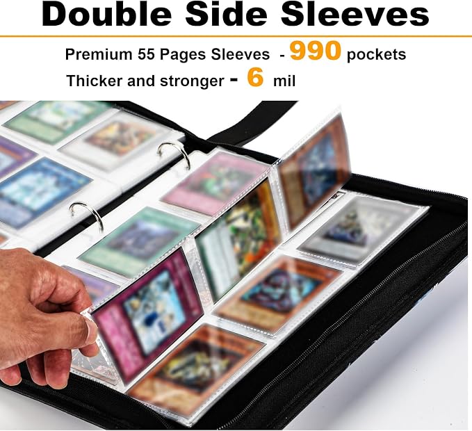 Trading Card binder for Y-G-O Cards- 990 Pockets Card Album with Sleeves Compatible with TCG Cards, TCG Cards Or Other Standard Size Cards Holder-Dragon