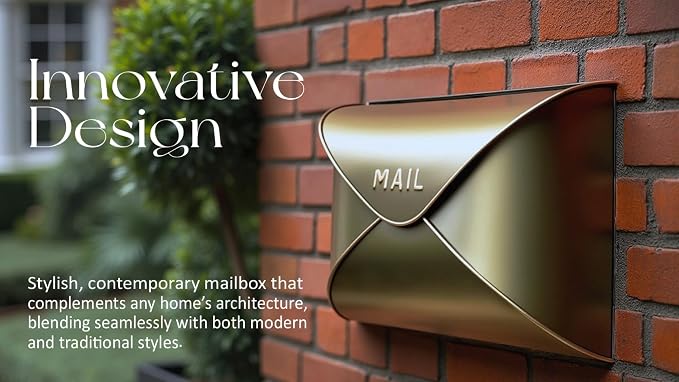 NACH Wall Mount Mailboxes, 11.5 x 9 x 4.5 inch Antique Brass Wall Mailboxes for Outside, Waterproof Mailboxes for Outside - Envelope Mailbox