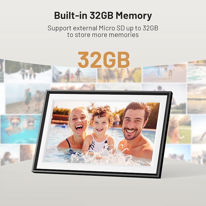 15.6" Smart WiFi Digital Picture Frame with 32GB Storage | Electronic Photo Frame with 1920 x 1800 HD IPS Touch Screen Auto-Rotate for Wall/Tabletop, Gift for Woman,Mom, Dad, Wife