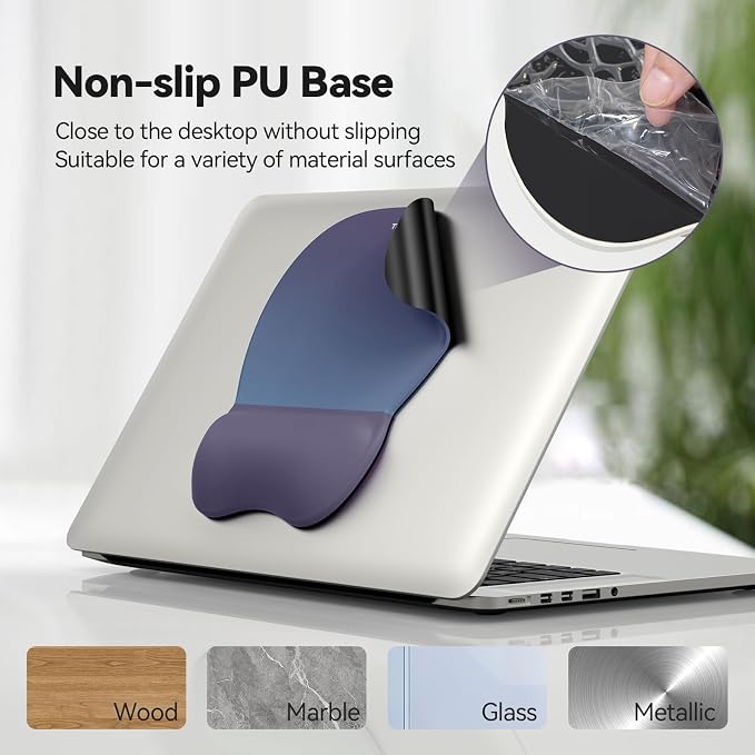 TECKNET Gel Ergonomic Mouse Pad & Keyboard Wrist Rest & Coaster | 3 in 1 Set, Pain Relief, Milk Silk Cloth, Non-Slip PU Base, Easy Typing, Memory Foam Wrist Support for Office & Home