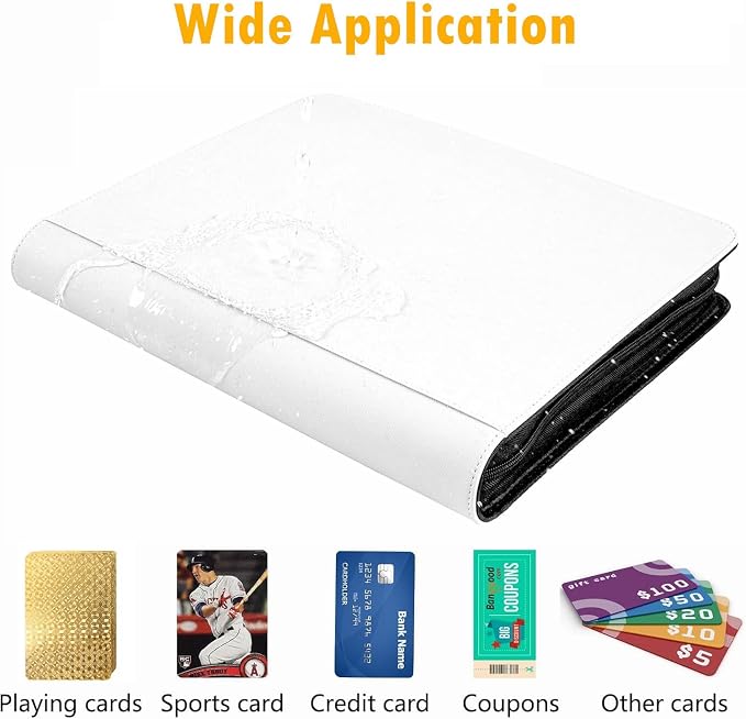 1000+ Pockets Trading Card Binder, 16 Pocket Ringless Side Loading Card Holder Album, Trading Card Album Fit for YuGiOh, MTG, TCG, Game Cards, Sports Cards, Business Cards (White)
