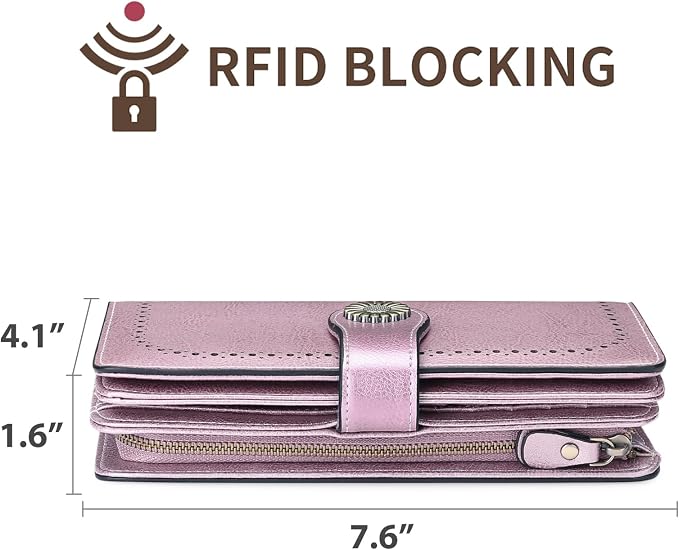 SENDEFN Wallets for Women Leather Credit Card Holder with RFID Blocking Large Capacity Wristlet | with RFID Blocking