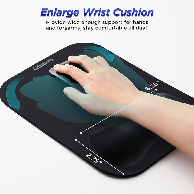 Gimars Large Smooth Superfine Fibre Memory Foam Ergonomic Mouse Pad Wrist Rest Support Mousepad with Nonslip Base for Laptop, Computer, Gaming&Office
