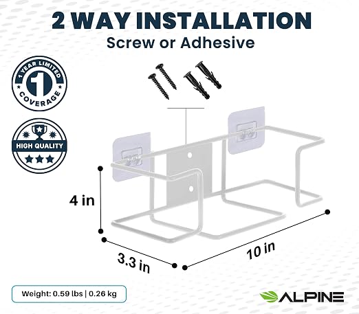 Alpine Industries Single Box Wire Wall Mount Glove Dispenser - Mounted Organizer Rack for Disposable Surgical Glovebox & Tissue Boxes - Hanging Lab & Kitchen Storage (White, 1 Box)