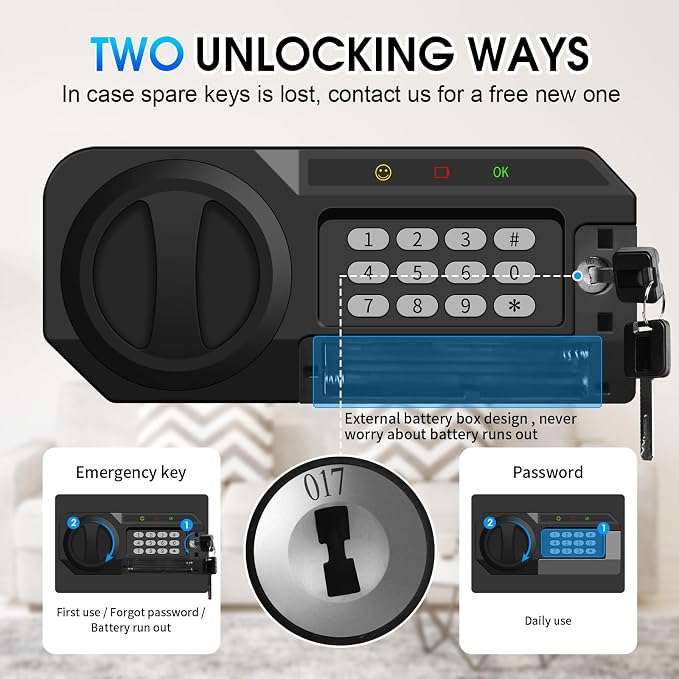 2.0 Cuft Security Safes for Home Use Fire and Water Proof, Steel Safe Box for Home with Combination Lock, Alarm System and Removable Shelf, Anti-theft Fireproof Lock Box for Money, Documents