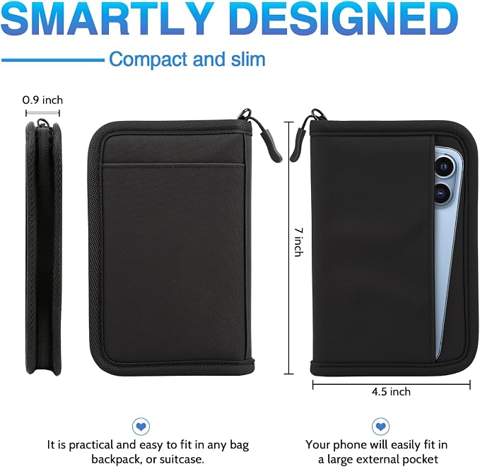 Passport Holder for Travel, Women Rfid Blocking Passport Wallet, Travel Essentials Premium Wallets, Waterproof Passport Holders Bag for Men Traveling, Travel Document Organizer Credit Cards Case