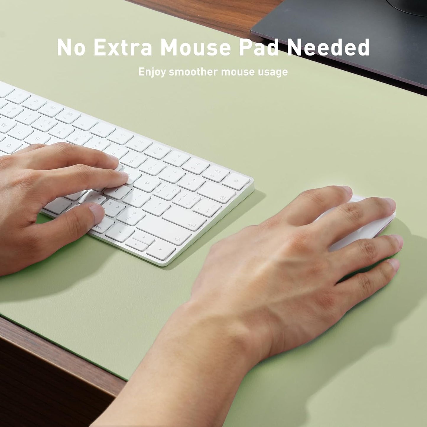 Aothia Leather Desk Pad Protector, Mouse Pad, Office Desk Mat, Non-Slip PU Leather Desk Blotter, Laptop Desk Pad, Waterproof Desk Writing Pad for Office and Home (Grass Green, 36" x 17")
