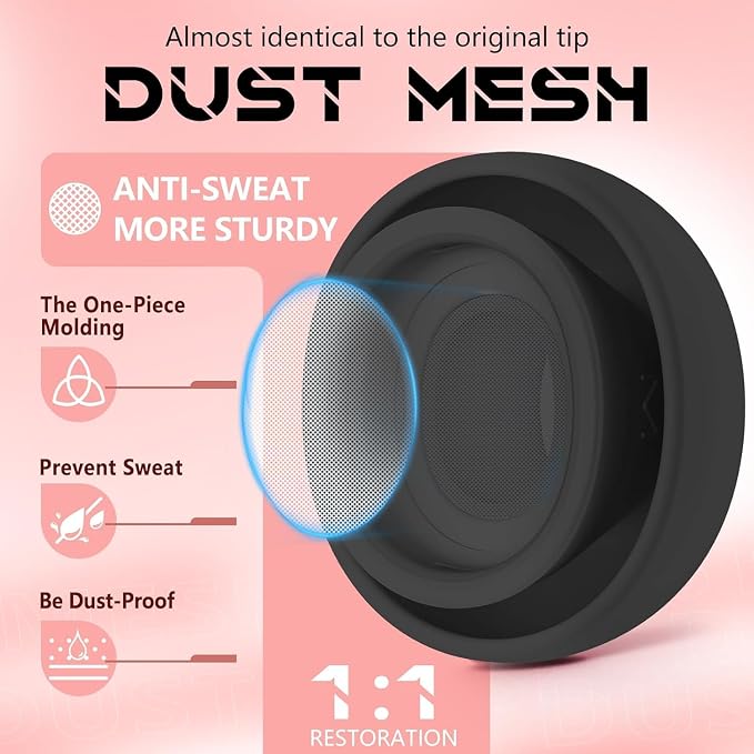Inesore 4 Pairs Replacement Ear Tips for AirPods Pro 2nd/1st (Black) | with Noise Reduction Hole & Built-in dust Guard Screen,Silicone,with Portable Storage Box & Cleaner Pen,4 Size (XS/S/M/L)