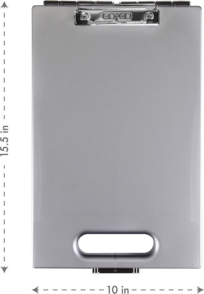 Dexas Clipcase Storage Clipboard with Handle, Pearlized Silver,1717-P06