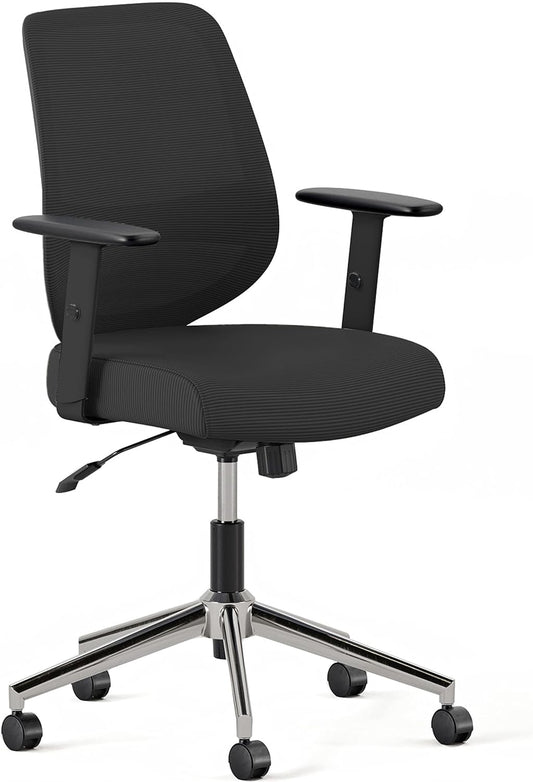 Branch Daily Chair - Computer Office Chair with Swivel, Lumbar Rest, and Adjustable Armrests - Sustainable, Stylish Mesh, & Adjustable Armrests - Comfortable Seating for Improved Posture - Black