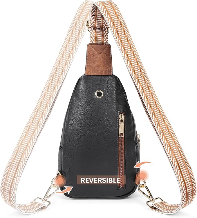 BOSTANTEN Sling Bag for Women Leather Crossbody Bags Fanny Pack Chest Bag for Travel | Adjustable Wide Strap, Small, Anti Theft, Lightweight, Multi Pockets and Carrying Way, Card Slot, Cute Trendy for Everyday