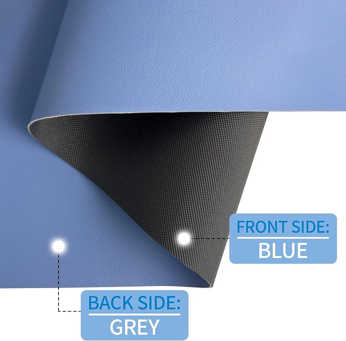 Leather Desk Pad Mat, Blue Desk Mat, 23.6" x 13.7" | Non-slip and Waterproof Computer Mat, Desk Protector for Office/Home, Desk Accessories