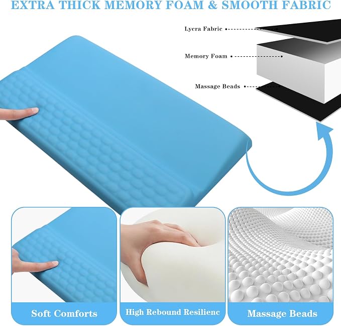 Computer Keyboard Stand with Wrist Rest Support Pad, Blue | Ergonomic Comfy Tilted Keyboard Stand Riser Holder Pad for Pain Relief, Soft Memory Foam Desk Cushion for Office Home