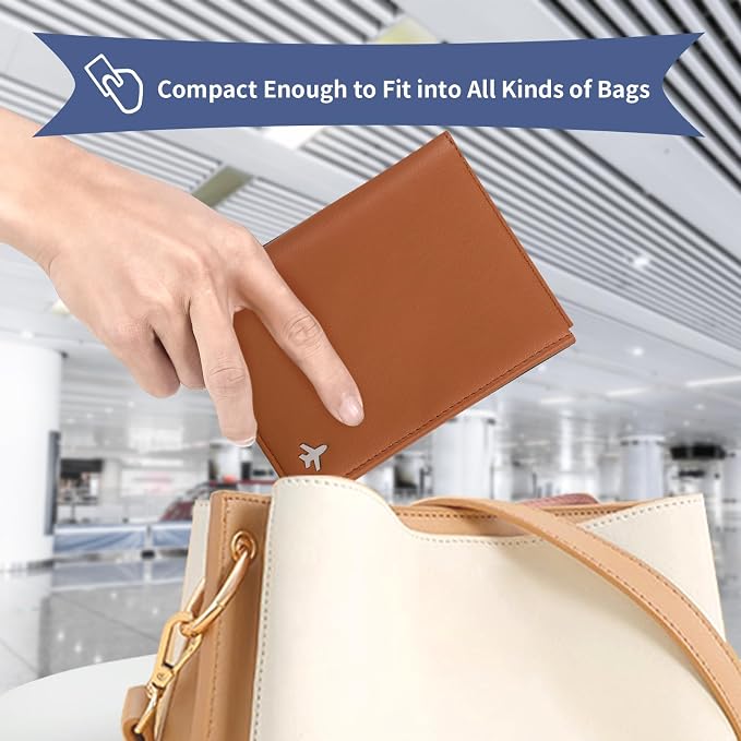 Pilot Wallet Passport Holder for Travel - RFID Blocking Genuine Leather Travel Document Holder with Gift Box Passport Wallet for Pilots Men and Women